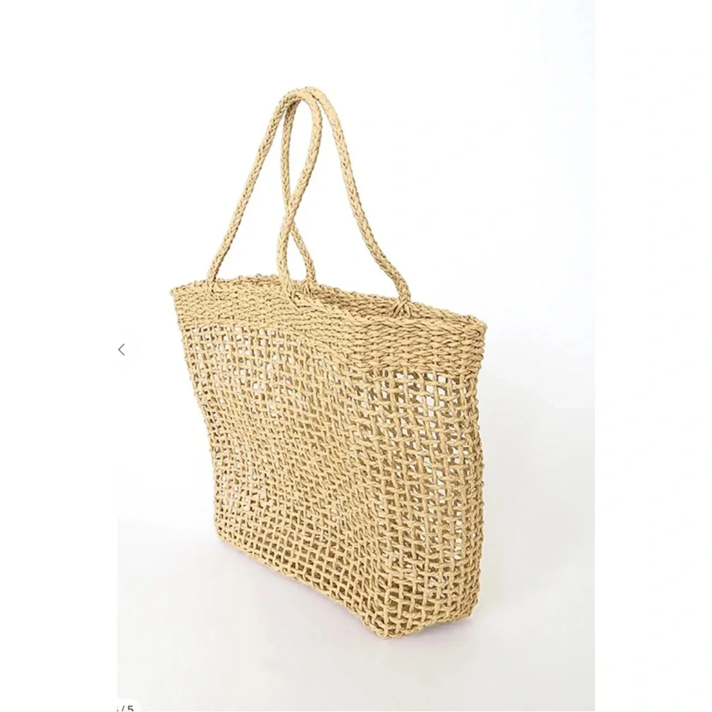 Lulu's Tan Straw Tote Bag